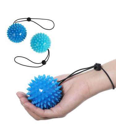 Hand balls for exercise and physical therapy (2 Pack) - Adjustable Wrist Strap to Prevent Falling - for Kids, Elderly and Adults - 2 resistance levels stress relief ball Relieve Wrist & Thumb Pain