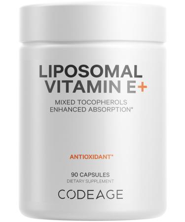Codeage Liposomal Vitamin E Supplement All Vitamin E Tocopherols - Alpha Tocopherol Beta Gamma Delta - Liposomal for Bioavailability - Antioxidant Vitamin E Isomers - 3-Month Supply 90 Capsules