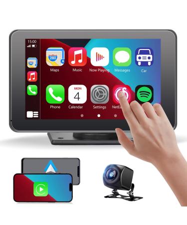 Gegaibe Wireless Car Stereo with Apple CarPlay/Android Auto Portable Touch Screen Car Radio Multimedia Player with Bluetooth Backup Camera Navigation Mirror Link for All Vehicles