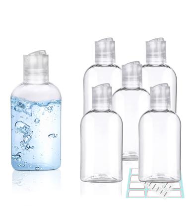 Clear Plastic Empty Squeeze Bottles 5 Pack 3.4oz/100ml with Flip Cap TSA Travel Bottle for Shampoo, Conditioner & Lotion