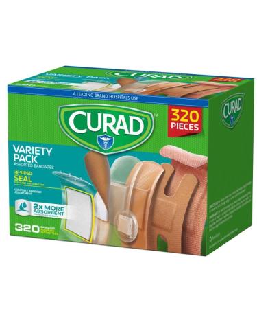Curad Assorted Bandages Variety Pack 300 Pieces, Including Antibacterial,  Heavy Duty, Fabric, and Waterproof Bandages
