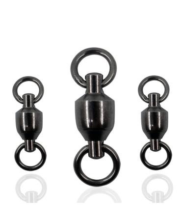 Fishing Barrel Swivel with Safety Snap, 35lb Carbon Steel Solid Ring  Terminal Tackle, Black 100 Pack 
