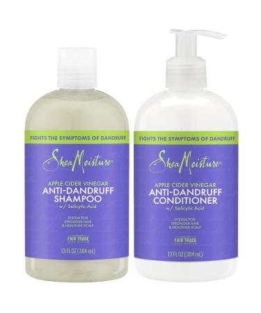 Shea Moisture Anti Dandruff Shampoo and Conditioner Set with Salicylic Acid  System for Stronger Hair & Healthier Scalp  Apple Cider Vinegar Shampoo and Conditioner  12 Oz Ea