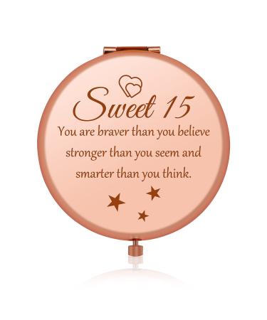 Cawnefil 15 Year Old Girls Gifts for Birthday Rose Gold Travel Compact  Mirror 15th Birthday Gift Ideas for Teen Girl Daughter Niece Happy 15th  Birthday Idea Gift