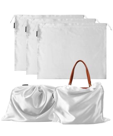 6 Pack Dust Bags for Handbags Silk Dust Cover Bag for Handbags Purses Shoes  Boots, Silk Dustproof Drawstring Bag Travel Storage Pouch (White, 19.6 15.7  in) White 19.6 15.7 in