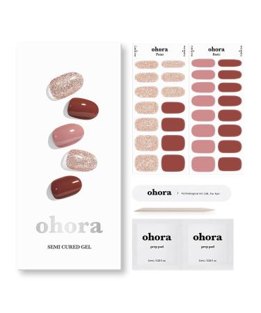 ohora Semi Cured Gel Nail Strips (N HEI-Mish) - Works with Any Nail Lamps Salon-Quality Long Lasting Easy to Apply & Remove - Includes 2 Prep Pads Nail File & Wooden Stick - Glitter
