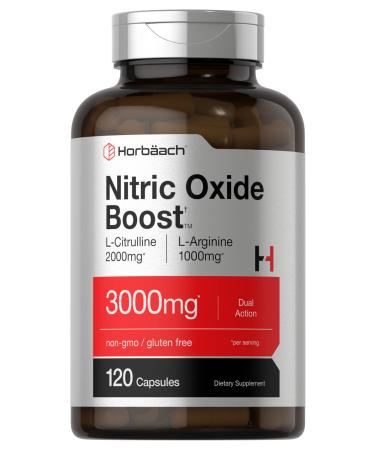 Nitric Oxide Booster 3000mg | 120 Capsules | Nitric Oxide Pills with L Arginine and L Citrulline for Men and Women| Non-GMO, Gluten Free Pre Workout Supplement | by Horbaach