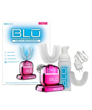 GO SMILE Sonic BLU Hands-Free Professional Teeth Whitening Kit - Hands Free Toothbrush With Gum Massager - Includes Cordless Charger & Foaming Toothpaste & Whitening Tray - No Tooth Sensitivity - Pink