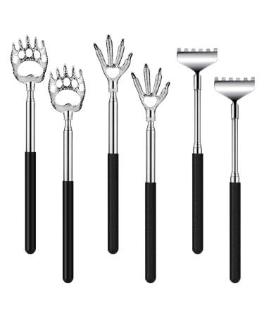 Vankcp 6Pack Telescopic Back Scratcher Set Manual Extendable Black Bear Claw Back Scratcher Finger Back Scratcher Eagle Claw Back Scratcher for Any Age Style 2