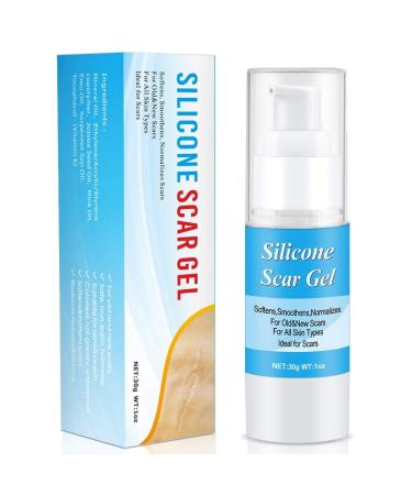 Silicone Scar Gel-Kinbeau Scar Remover Gel for Face  Body  C-Section Stretch Marks  Surgical  Burn  Acne  Old & New Scars 30g/1 OZ (white blue)