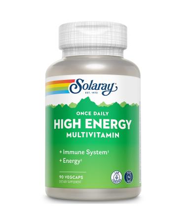 SOLARAY Once Daily High Energy Multivitamin Iron Free Immune System and Energy Support Whole Food and Herb Base Ingredients Men s and Women s Multi Vitamin (90 Servings 90 VegCaps) 90 Count (Pack of 1)