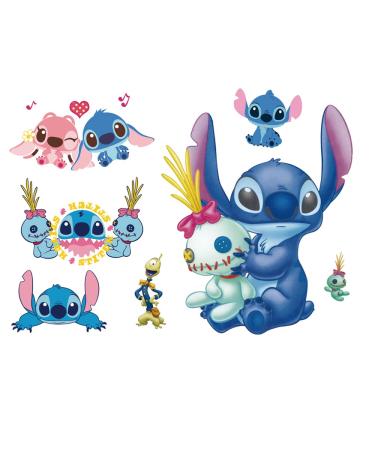 SKTWTL 3D Lilo and Stitch Wall Stickers Children Cartoon Wall Decals Bedroom Background Wall Decoration PVC Wall Decor for Nursery Kids Paly Room Living Room Bedroom (16.5X23.6) inch W02