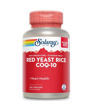 Solaray Red Yeast Rice Plus CoQ-10 & No-Flush Niacin Vitamin B-3, Healthy Heart & Cardiovascular Support, Non-Irradiated & Citrinin Free, 60 Day Money Back Guarantee, 100 Servings, 100 VegCaps 100 Count (Pack of 1)