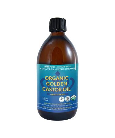 QUEEN OF THE THRONES Organic Golden Castor Oil - 500mL (16.9oz) | 100% Pure & Expeller Pressed for Hair, Skin & Digestion | Hexane Free | USDA Certified