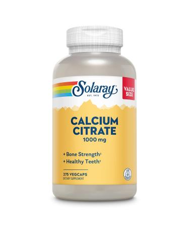 Solaray Calcium Citrate 1000mg, Chelated Calcium Supplement for Bone Strength, Healthy Teeth & Nerve, Muscle & Heart Function Support, Easy to Digest, 60-Day Guarantee, Vegan (68 Serv, 275 Count) 275 Count (Pack of 1)