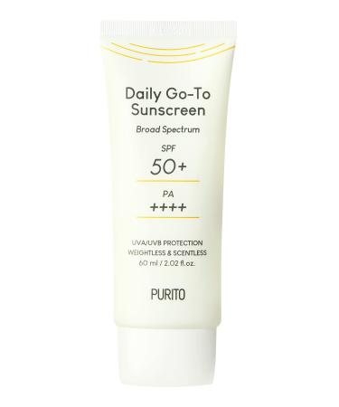 PURITO Daily Go-To Sunscreen 60ml / 2.02 fl.oz. SPF 50+ PA ++++ safe ingredients, UVA/UVB protection, broad-spectrum, calm, soothing