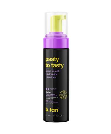 b.tan Self Tanner Mousse - Pasty to Tasty - Darker, Mega Hydrating Self Tanning Treatment, Juiced Up With Niacinamide + Peptides For Luscious, Bronzed & Delicious Lookin' Skin, Clean Fake Tan, 200ml
