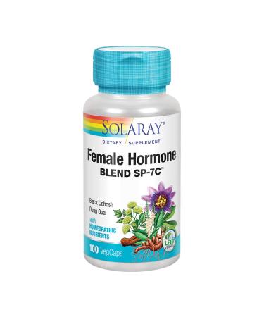 Solaray Female Hormone Blend SP-7C | W/Black Cohosh, Dong Quai, Passion Flower, Wild Yam & More | 100 VegCaps, 50 Serv.