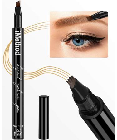 iMethod Eyebrow Pen - iMethod Eye Brown Makeup, Eyebrow Pencil with a Micro-Fork Tip Applicator Creates Natural Looking Brows Effortlessly and Stays on All Day, Light Brown Light Brown/Medium Brown