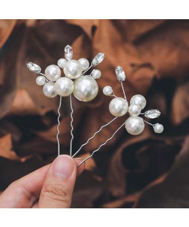 Casdre Pearl Bride Wedding Hair Comb Silver Bridal Side Comb Hair Piece  Wedding Hair Accessories for Women and Girls (A White)