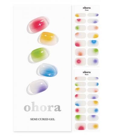 ohora Semi Cured Gel Nail Strips (N Crush on You) - Works with Any Nail Lamps Salon-Quality Long Lasting Easy to Apply & Remove - Includes 2 Prep Pads Nail File & Wooden Stick