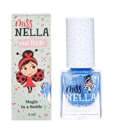 Miss Nella Elephunky Safe Special glittery blue Nail Polish for Kids Non-Toxic & Odour Free Formula for Children and Toddlers Water Based for Easy Peel Off