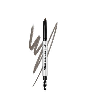 IT Cosmetics Brow PowerFULL  Universal Taupe - Universal Eyebrow Pencil with Triangular Tip - Delivers Bold Volume & Shaping - Budge-Proof Formula - Built-In Spoolie - 0.012 oz