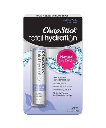 ChapStick Total Hydration Soothing Vanilla Moisturizing Lip Balm Tube  Lip Care with Argan Oil - 0.12 Oz