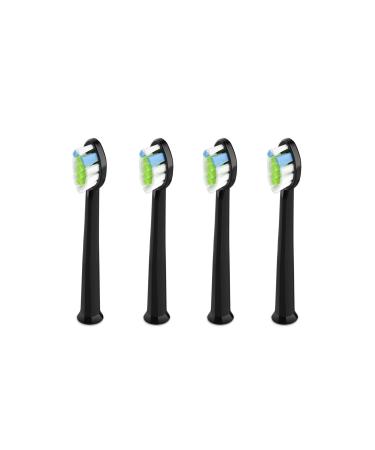 Hanasco Sonic Electric Toothbrush Replacement Heads Pack of 4 (Black)