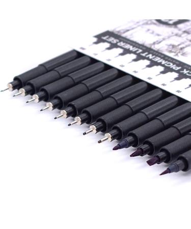 YISAN Black Drawing Pens 12 Art Pens Set Fineliner Ink Pens Micro-Pens Manga Pens for Sketching Technical Drawing 902195