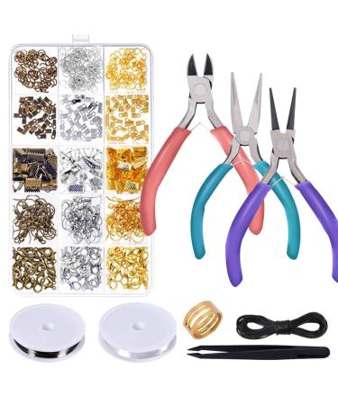 Anezus 4pcs Jewelry Pliers Tool Set Includes Needle Round Wire Cutters and Bent Nose Pliers for Jewelry Beading Repair Making Supplies