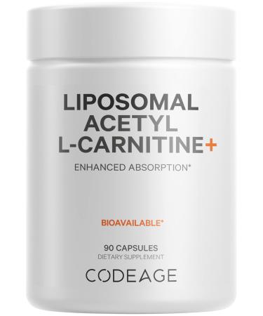 Codeage Liposomal Acetyl-L-Carnitine 500mg Supplement 3-Month Supply - Liposomal ACL for Enhanced Absorption - Energy Healthy Brain Cognitive Support - 1 Capsule a Day Vegan Non-GMO 90 Capsules