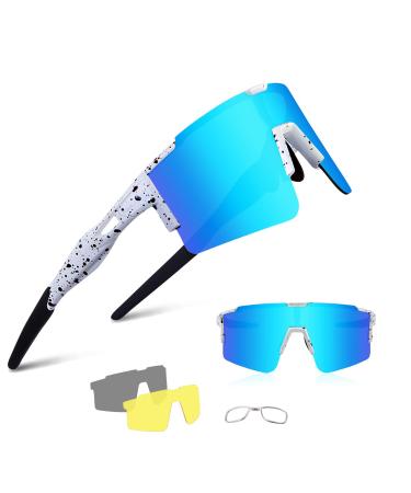 BangLong Cycling Sunglasses UV400 Baseball Sunglasses for Men  Women,Windproof Sunglasses for Sports Running Golf White