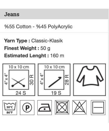 55% Cotton 45% Acrylic YarnArt Jeans Sport Yarn 1 Skein/Ball 50 gr 174 yds  (46)