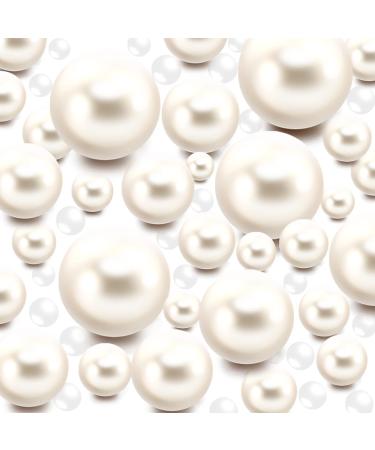 100 Pieces Floating Pearls Beads for Vases and 500 Pieces Transparent Water Gels,Floating Pearls,No Hole Jumbo Floating Pearls,Vase Fillers,Pearl Decor for Home Weddings Party Decor (Creamy White)