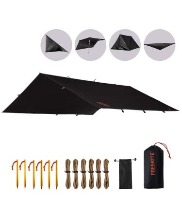 FREE SOLDIER Waterproof Portable Tarp Multifunctional Outdoor Camping  Traveling Awning Backpacking Tarp Shelter Rain Tarp Brown