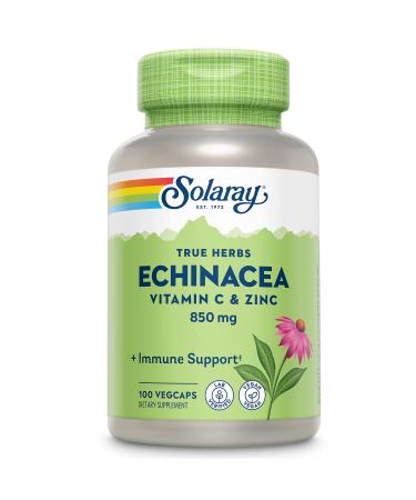 SOLARAY Echinacea Vitamin C & Zinc 850mg Plus Bioflavonoids Echinacea Capsules for Healthy Immune Support Vegan Lab Verified 60-Day Money-Back Guarantee 50 Servings 100 VegCaps 100ct