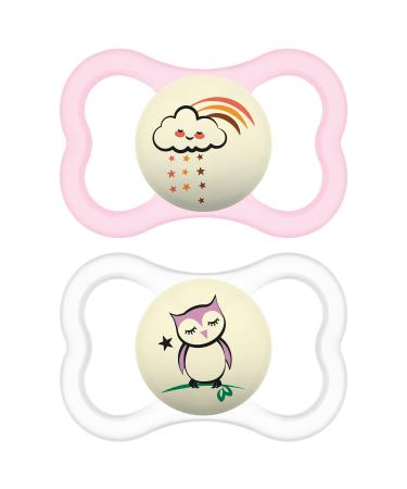 MAM Perfect Night Baby Pacifier, Patented Nipple, Glows in the Dark,  Unisex, 16+, 2 count (Pack of 1)