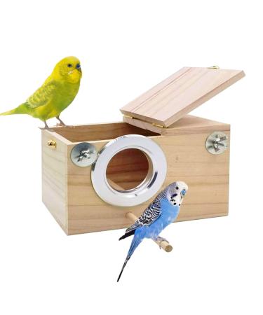 Parakeet Nest Box Budgie Nesting House Cockatiel Breeding Parrots Mating Box for Lovebird Large and Medium-Sized Birds S(7.87 x 4.72 x 4.72 inch)
