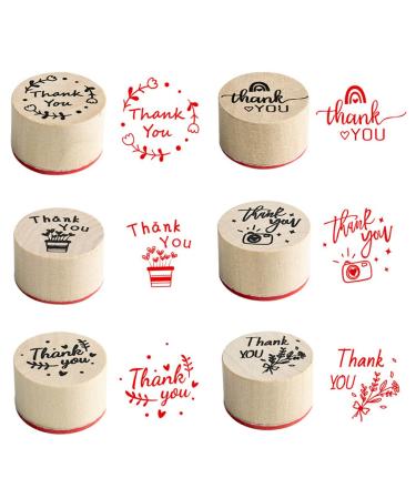 JZTang 6 Pcs Wooden Stamps Set Round Wooden Rubber Stamps for Card Making Thank  You Pattern Rubber Stamp for DIY Craft Card and Scrapbooking (Thankyou  Stamps)