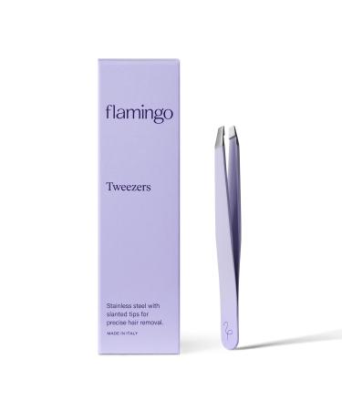 Flamingo Women s Tweezers - Stainless Steel Slant Tip for Precision Hair Removal - Lilac