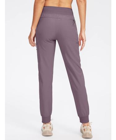 SANTINY Women's Hiking Cargo Joggers Pants with 5 Zipper Pockets  Lightweight Quick Dry High Waisted Outdoor Travel Pants Purple Medium