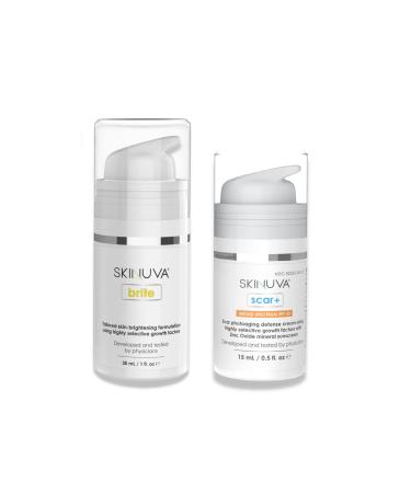 Skinuva Next Generation Scar+ SPF 30 Cream (0.5oz) Brite Hyperpigmentation Treatment (1oz)| Advanced Scar Removal + Skin Brightening Cream | Formulated with Highly Selective Growth Factors