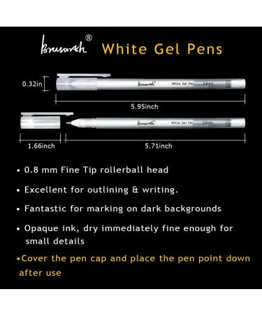 Brusarth Fine Point Metallic Gel Pen, Premium 2 Colors Gel Pen Set -Gold, Silver Gel Ink Pens for Artists with 0.8mm Nibs, for Black Paper Drawing