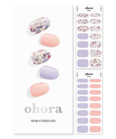 ohora Semi Cured Gel Nail Strips (N Day Dream) - Works with Any UV Nail Lamps, Salon-Quality, Long Lasting, Easy to Apply & Remove - Includes 2 Prep Pads, Nail File & Wooden Stick