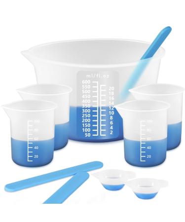 Silicone Measuring Cups for Resin, Resin Supplies with 600&100ml Silicone Cups, Resin Mixing Cups, Silicone Stir Sticks, Epoxy Mixing Cup