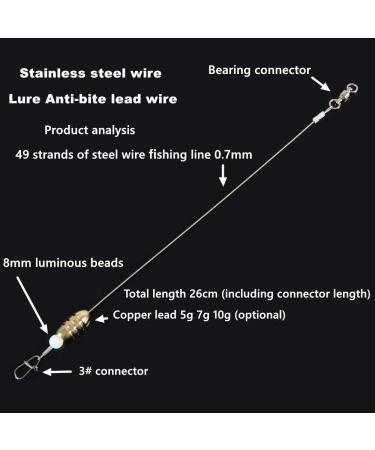 5Pcs Stainless Steel Fishing Leader Luminous saltwater Steel wire leader  with Swivel Surf Fishing rig Tackle Equipment
