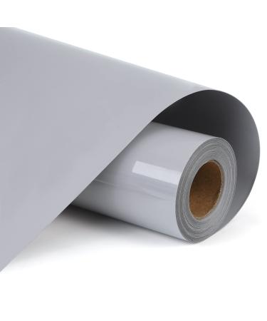 RENLITONG Grey HTV Iron on Vinyl 12Inch by 10ft Roll HTV Heat Transfer Vinyl for T-Shirt HTV Vinyl Rolls for All Cutter Machine - Easy to Cut & Weed for Heat Vinyl Design 01-grey