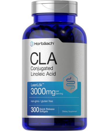 CLA 3000 mg | 300 Softgel Pills | Maximum Potency | Conjugated Lineolic Acid from Safflower Oil | Non-GMO, Gluten Free | by Horbaach