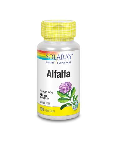 Solaray Alfalfa Leaf 430mg | Vitamin-Rich Superfood w/Fiber & Chlorophyll | Supports Healthy Blood, Kidneys & Digestion | 100ct